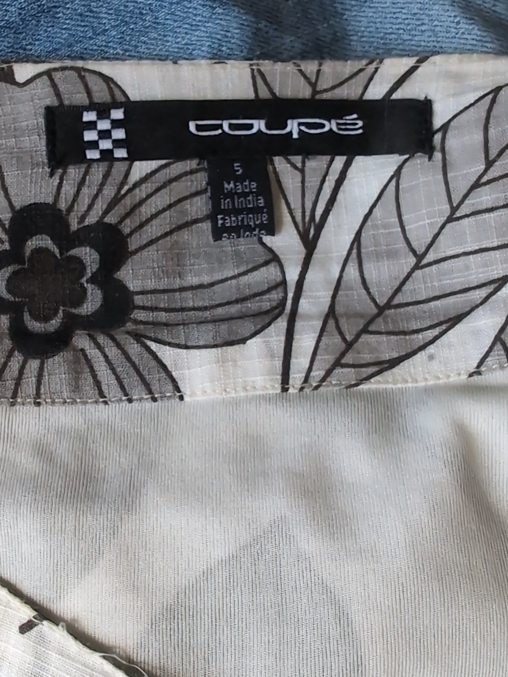 Y2K Floral A-Line Skirt Cream Black Cream Size Small Vintage Cotton Boho Twee - Picture 7 of 10